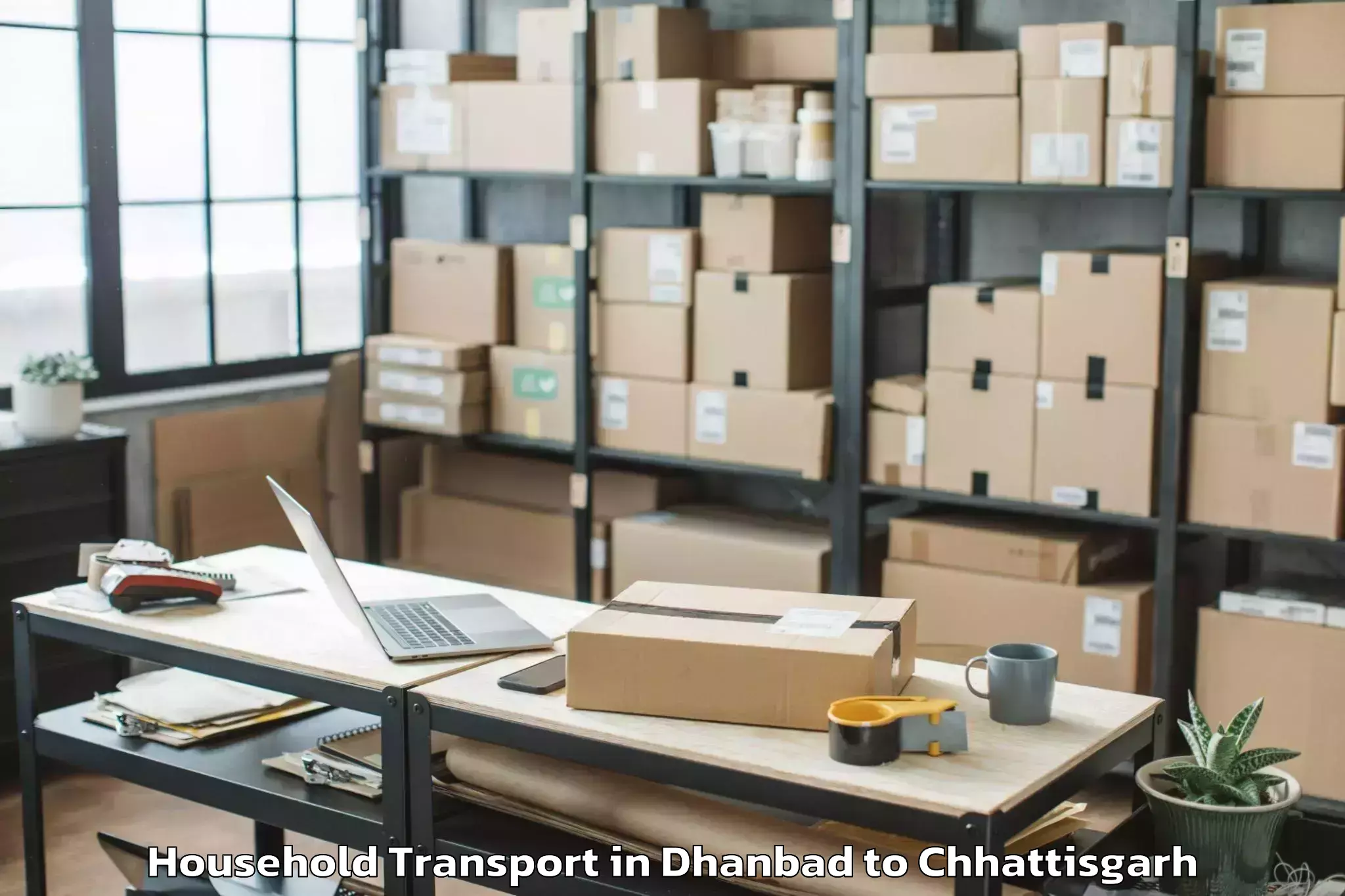 Top Dhanbad to Kanker Household Transport Available